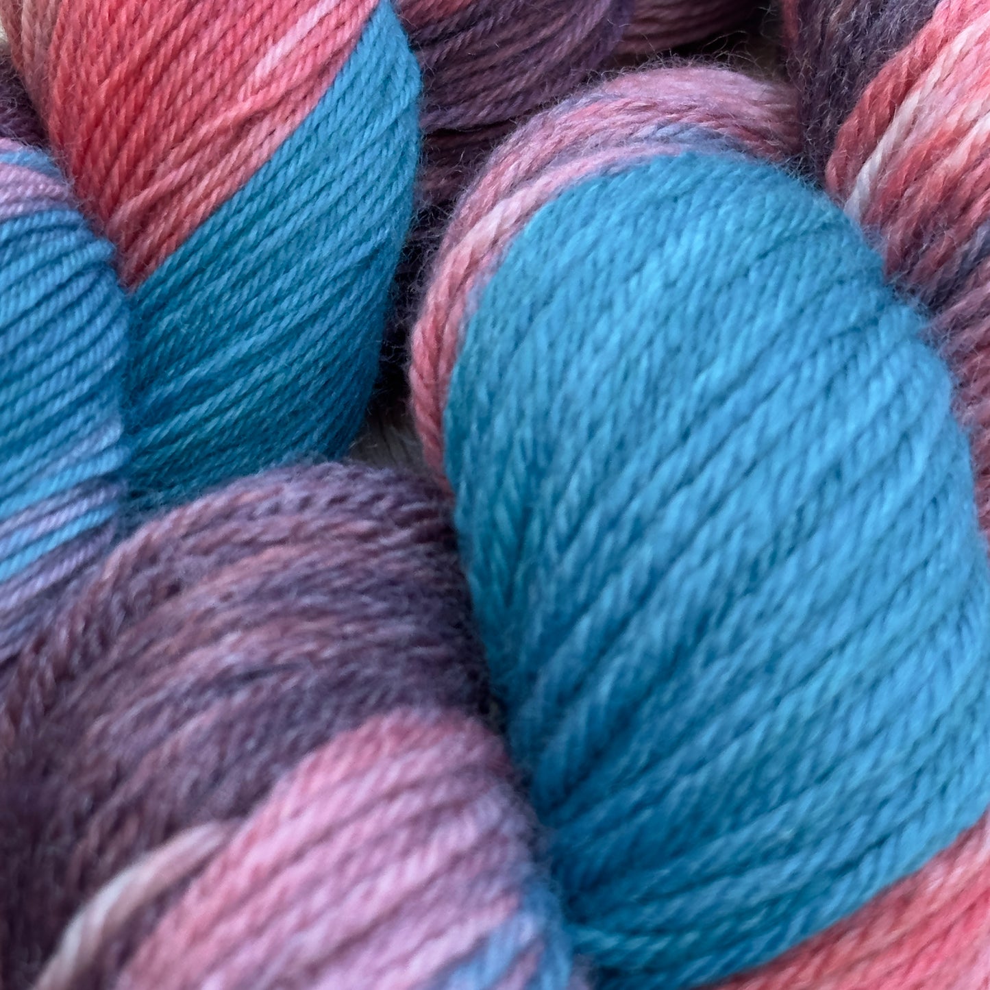 Coral Seas - Enchanting Coral Pink & Turquoise Hand-Dyed Yarn