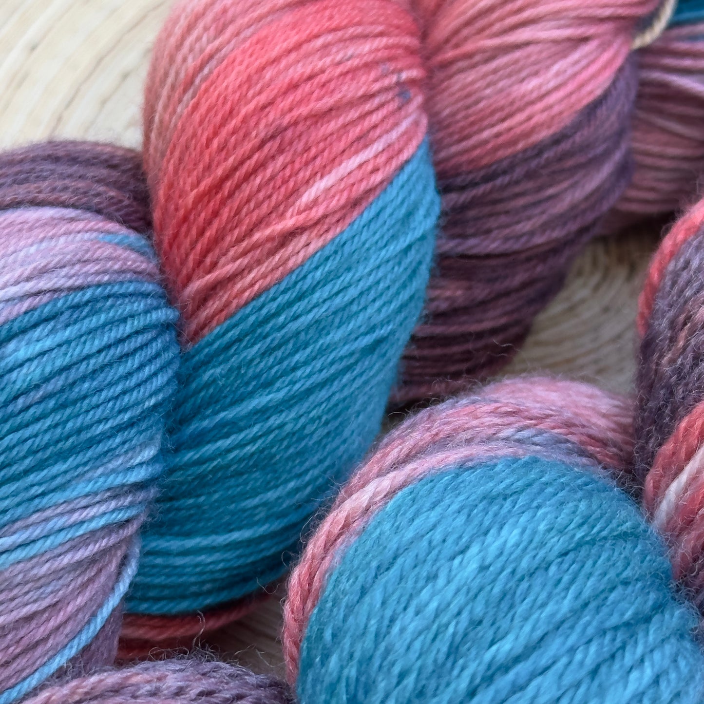 Coral Seas - Enchanting Coral Pink & Turquoise Hand-Dyed Yarn