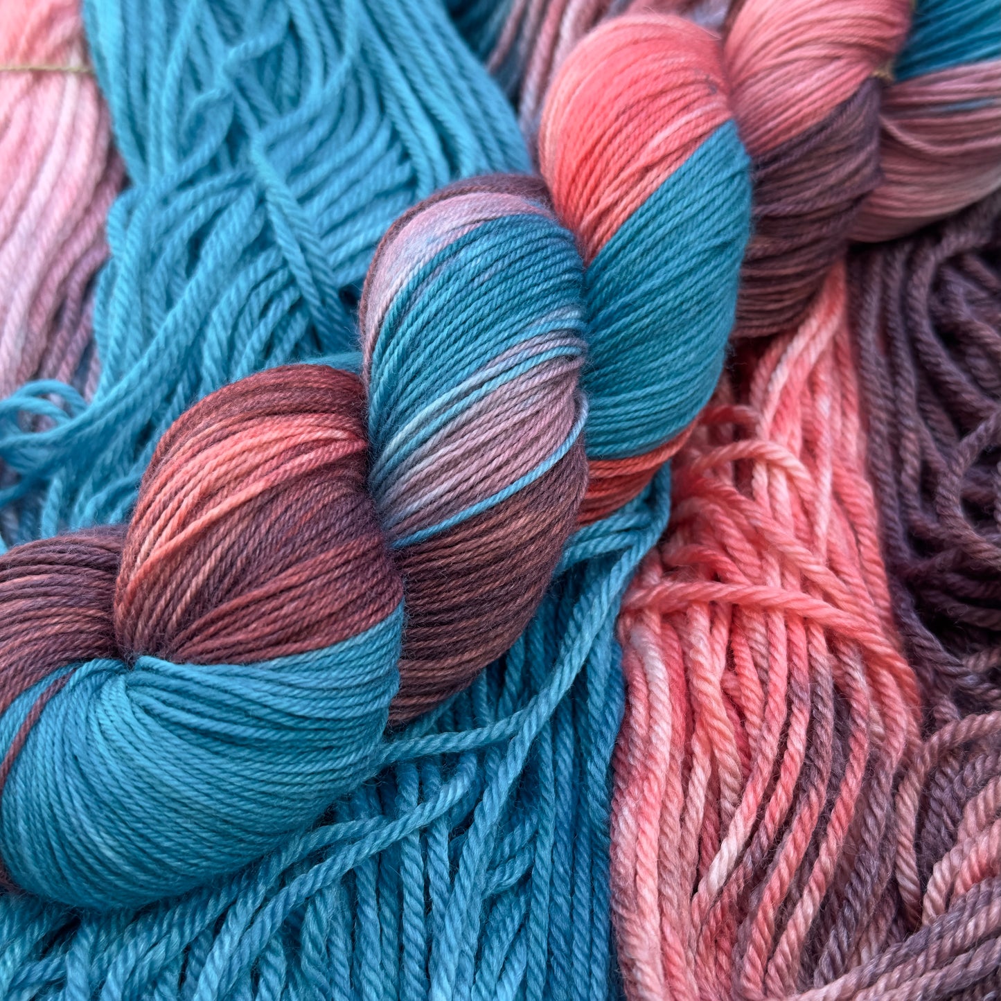 Coral Seas - Enchanting Coral Pink & Turquoise Hand-Dyed Yarn