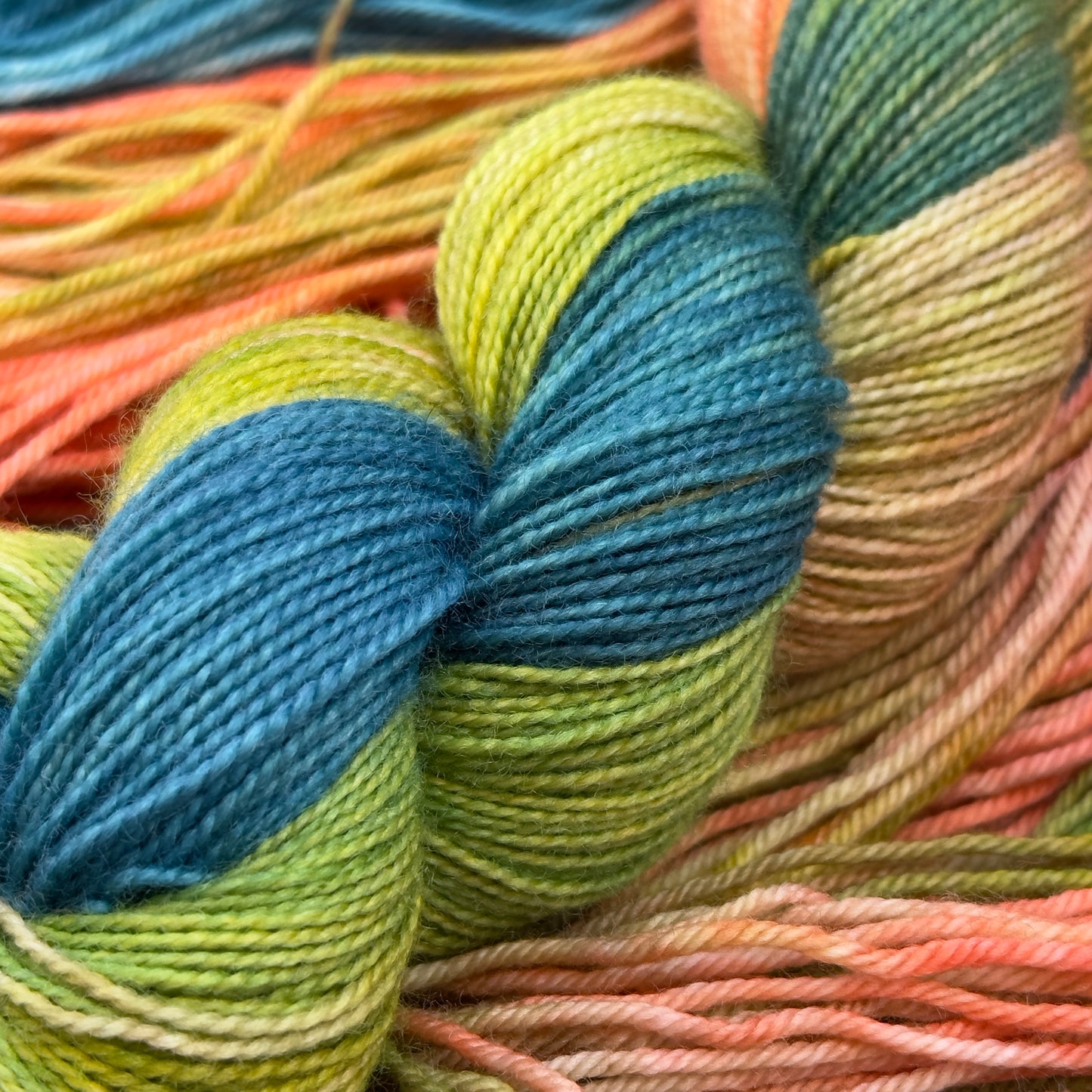 Ocean Coral - Enchanting Turquoise & Coral Hand-Dyed Yarn