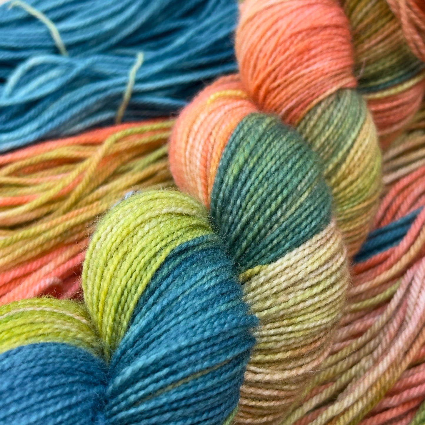 Ocean Coral - Enchanting Turquoise & Coral Hand-Dyed Yarn