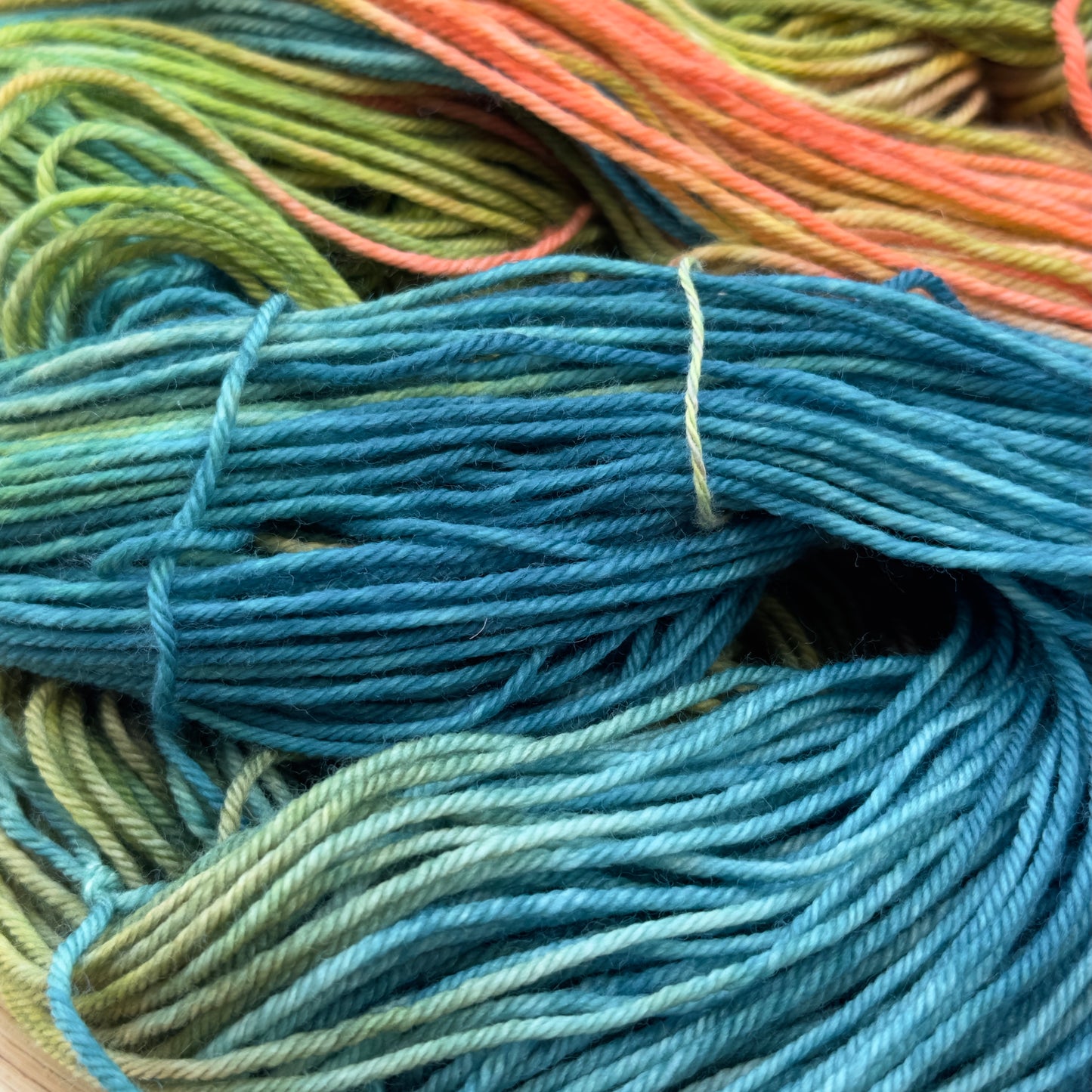 Ocean Coral - Enchanting Turquoise & Coral Hand-Dyed Yarn